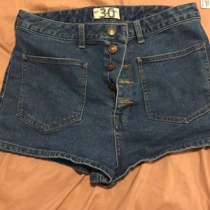 Free people Jean button up mid rise shorts